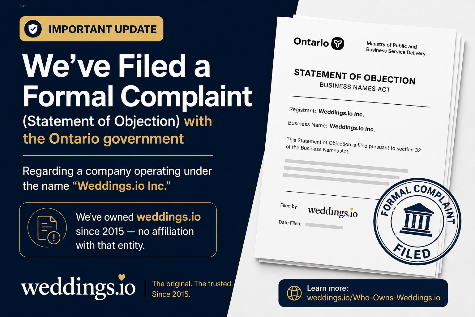 Brand Defense in Ontario — weddings.io