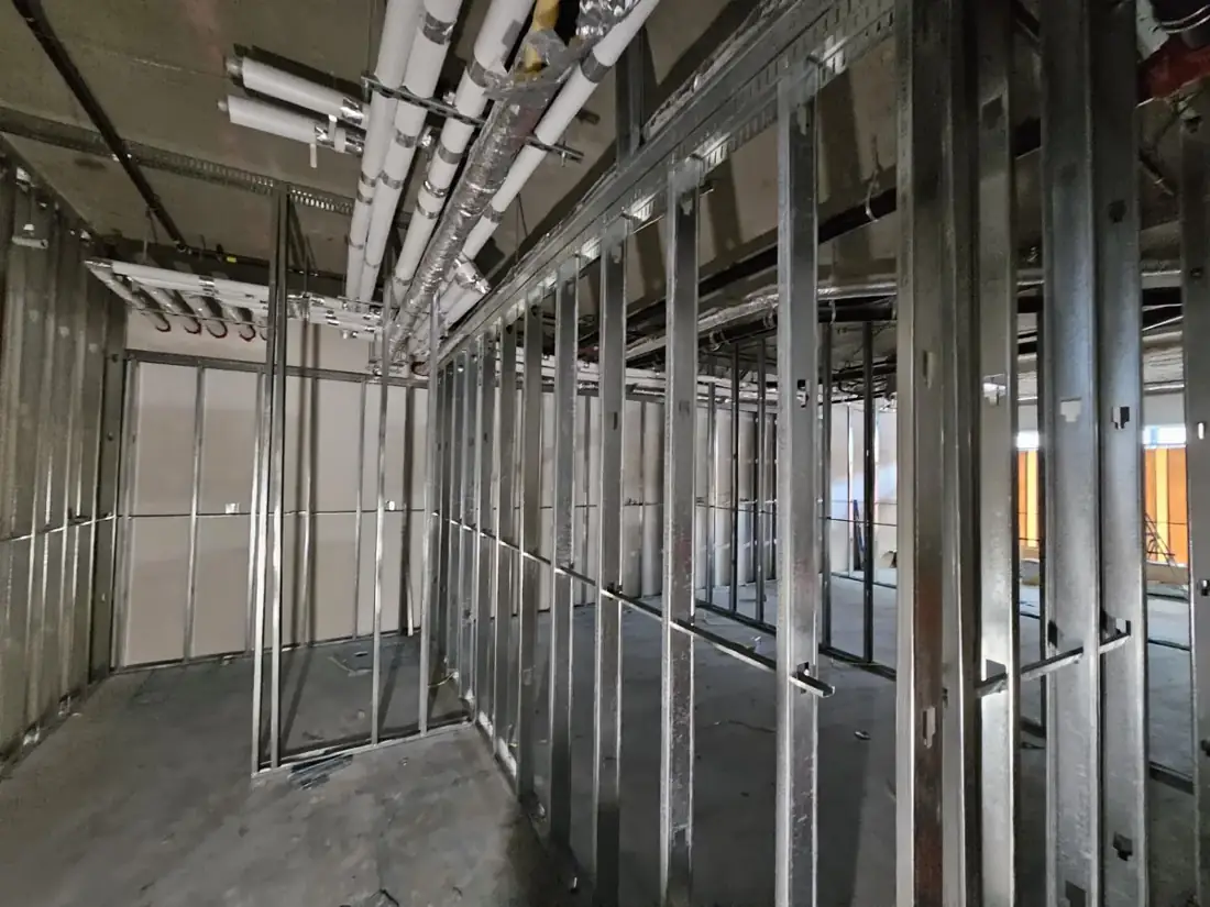 Steel stud partitions during a Langley tenant improvement