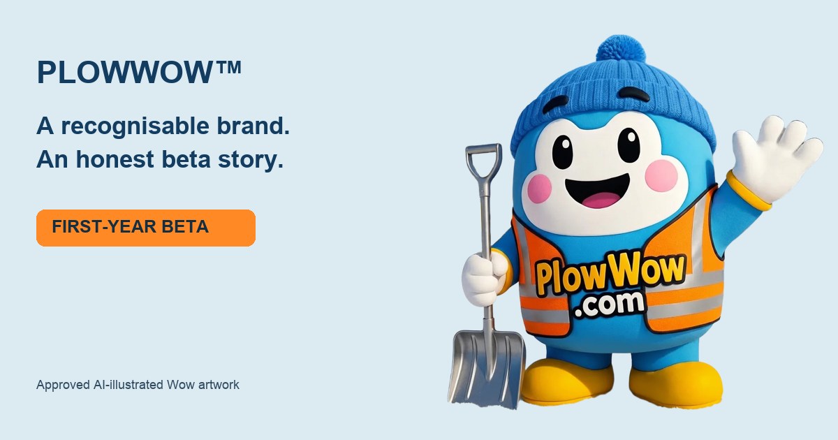 Approved Wow mascot in blue beanie and orange high-visibility vest